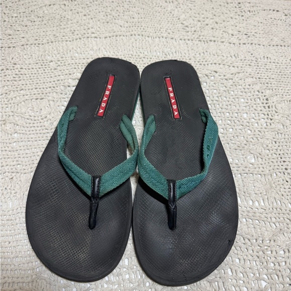 Prada Men's Black and Green Sandals Size 9.5 - Picture 1 of 8